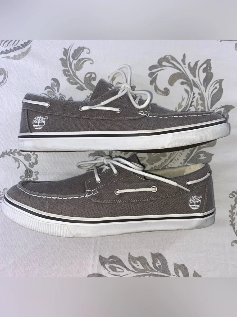 Timberland Earthkeepers‎ Men's Gray Canvas Lace-Up Boat Shoes Size 10